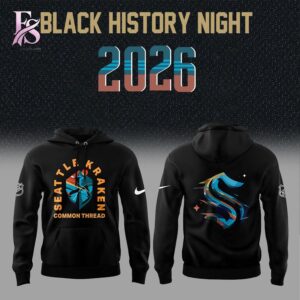 Trendy outfit showcased in Seattle Kraken Black Hockey History Night 2026 Shirt 2, combining contemporary fashion style with premium materials for a standout appearance.