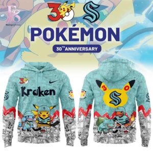 Bring new energy to your look with Seattle Kraken x Pok mon 30th Anniversary 2026 Hoodie 1.