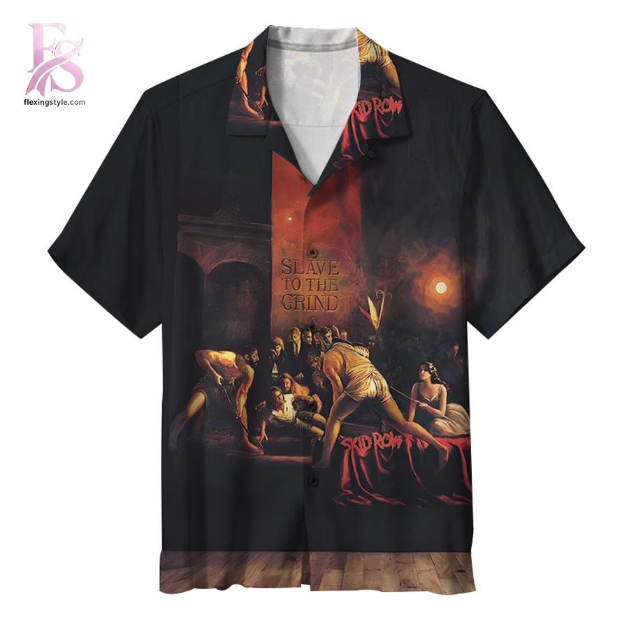 Lightweight tropical Hawaiian shirt with vibrant colors and classic camp collar design – Slave to the Grind Skid Row 2026 Hawaiian Shirt 1