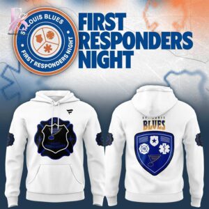 Trendy outfit showcased in St Blues First Responders Night 2026 Hoodie 1, combining contemporary fashion style with premium materials for a standout appearance.
