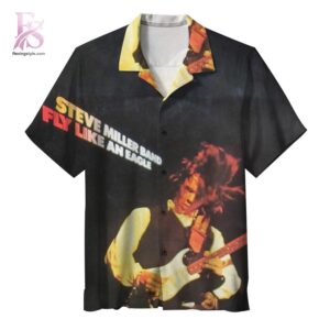 Contemporary unisex fashion design displayed in Steve Miller Band Fly Like an Eagle takes me right back Hawaiian Shirt 1 ideal for casual and urban wear