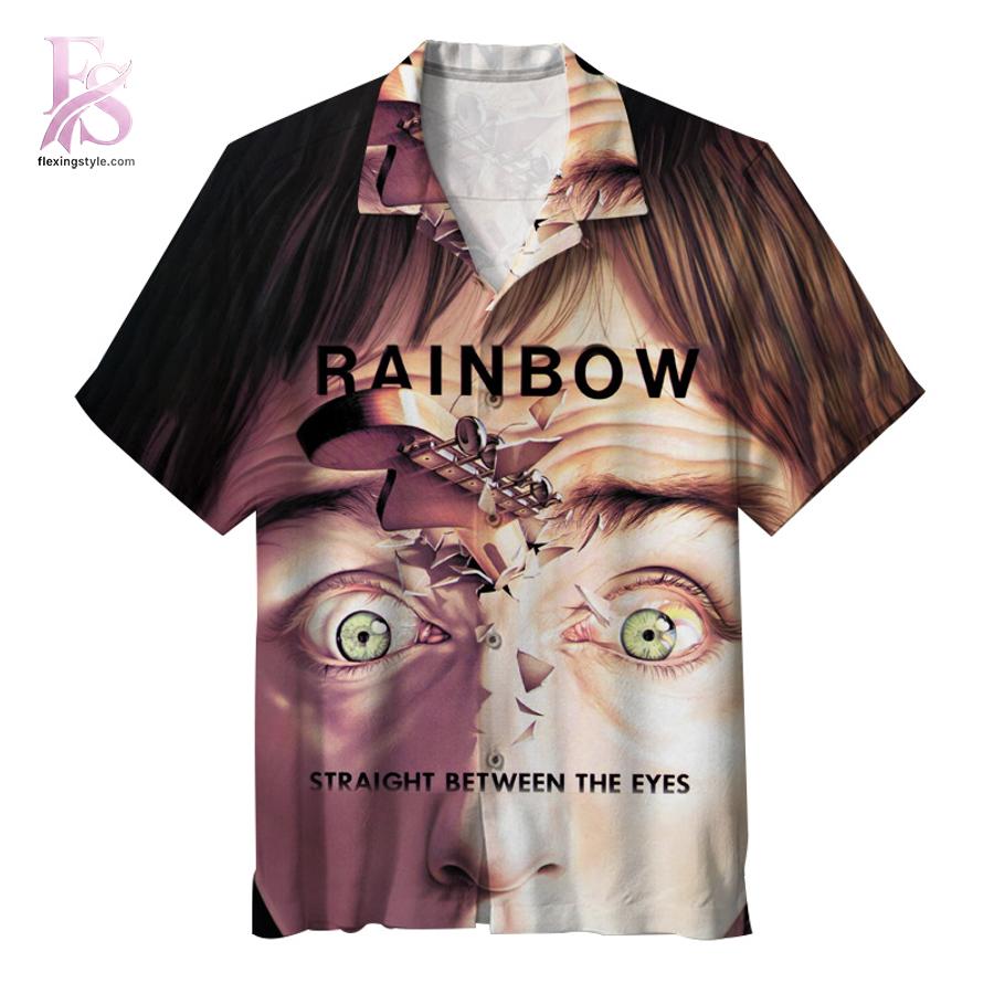 Lightweight tropical Hawaiian shirt with vibrant colors and classic camp collar design – Straight Between the Eyes Rainbow 2026 Hawaiian Shirt 1