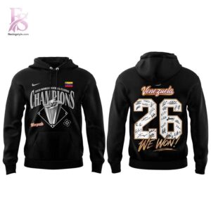 Bring new energy to your look with Team Beisbol Venezuela 2026 World Baseball Classic Champions Black Hoodie 2.