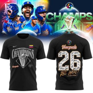 Bring new energy to your look with Team Beisbol Venezuela 2026 World Baseball Classic Champions Black Hoodie 3.