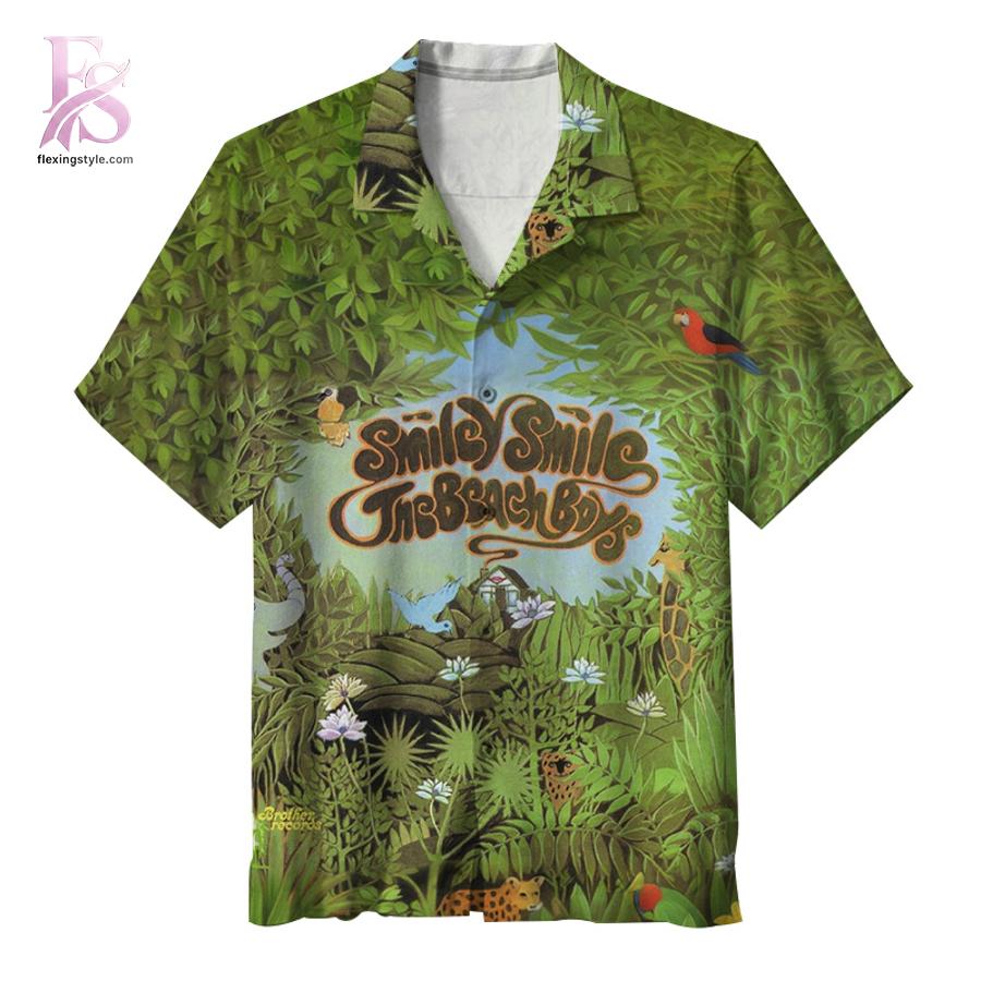 Trendy outfit showcased in The Beach Boys Smile Hawaiian Shirt 1, combining contemporary fashion style with premium materials for a standout appearance.