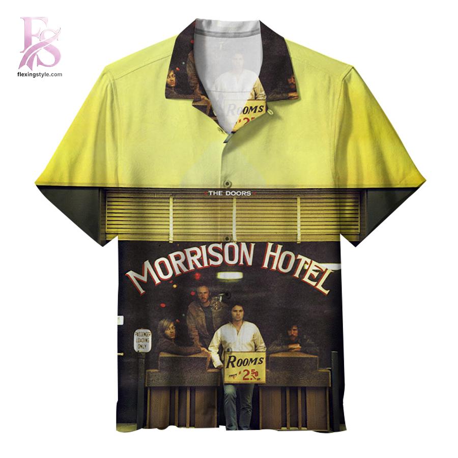 Beach-ready Hawaiian shirt with all-over tropical print and soft premium fabric – The Doors Morrison Hotel Album Hawaiian Shirt 1