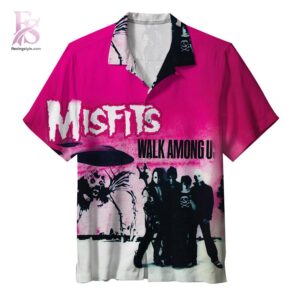 Unisex Hawaiian shirt designed with exotic floral motifs and comfortable relaxed silhouette – The Misfits Walk Among Us Hawaiian Shirt 1