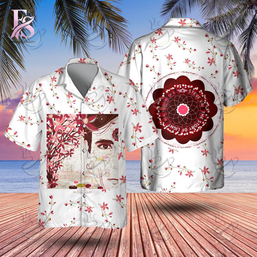 Contemporary unisex fashion design displayed in The Story Of Light Steve Vai Hawaiian Shirt 1 ideal for casual and urban wear