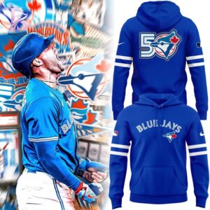 Casual outfit featuring Toronto Blue Jays 50th Anniversary Hoodie 1 with modern and comfortable design.