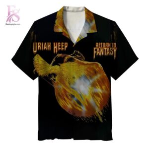 Stylish short-sleeve Hawaiian shirt ideal for summer parties and vacation outfits – Uriah Heep Return to Fantasy Hawaiian Shirt 1