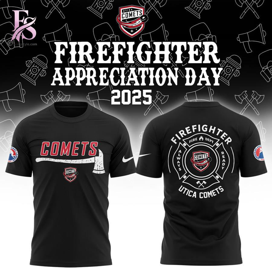 Detailed view of a fashionable apparel design in Utica Comets Firefighter Application Day Shirt 1, capturing the texture, colors, and stylish elements of the garment.