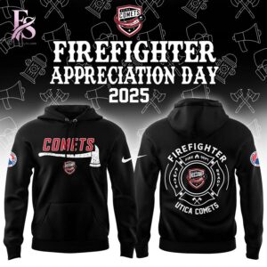 Detailed view of a fashionable apparel design in Utica Comets Firefighter Application Day Shirt 2, capturing the texture, colors, and stylish elements of the garment.