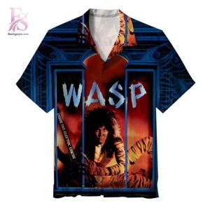 Lightweight tropical Hawaiian shirt with vibrant colors and classic camp collar design – W A S P Inside the Electric Circus 2026 Hawaiian Shirt 1