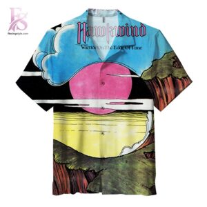 Lightweight tropical Hawaiian shirt with vibrant colors and classic camp collar design – Warrior on the Edge of Time Hawkwind 2026 Hawaiian Shirt 1