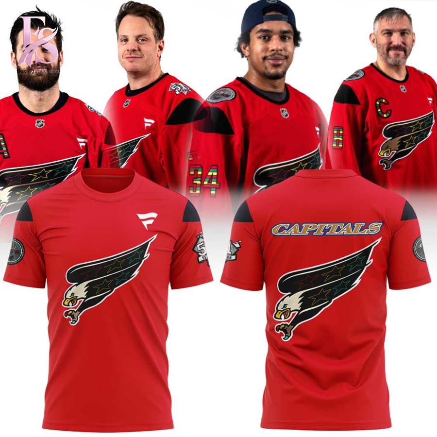 Detailed view of a fashionable apparel design in Washington Capitals Celebrating Black History Shirt 1, capturing the texture, colors, and stylish elements of the garment.