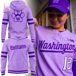 Casual outfit featuring Washington Huskies Softball Powder Purple Uniform Hoodie 1 with modern and comfortable design.