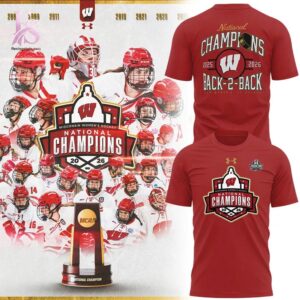 Stylish 2026 Women s Ice Hockey National Champions Back To Back Wisconsin Hockey T Shirt 1 product with modern design and comfortable fit