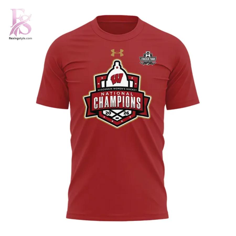 Stylish 2026 Women s Ice Hockey National Champions Back To Back Wisconsin Hockey T Shirt 2 product with modern design and comfortable fit