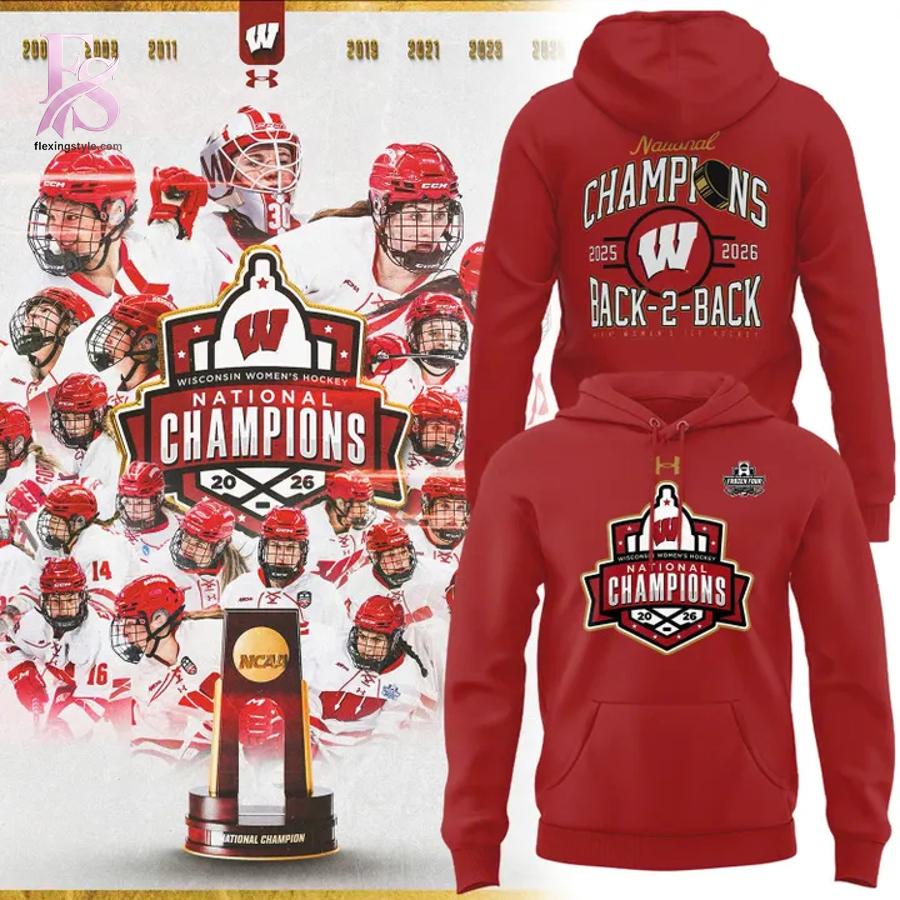 Stylish 2026 Women s Ice Hockey National Champions Back To Back Wisconsin Hockey T Shirt 4 product with modern design and comfortable fit