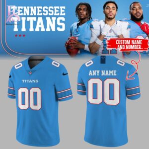 Close-up of A New Chapter Begins Tennessee Titans Football Jersey 1 highlighting smooth finish and modern look.