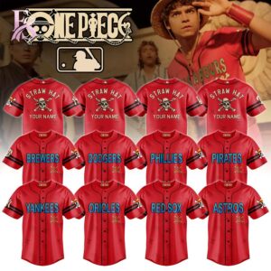 Close-up of ALL TEAM MLB x One Piece Film Jersey 1 highlighting smooth finish and modern look.