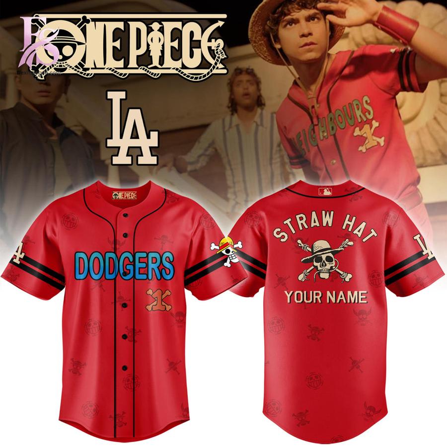 Close-up of ALL TEAM MLB x One Piece Film Jersey 5 highlighting smooth finish and modern look.