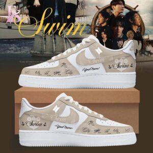 Comfortable and breathable fabric detail shown in BTS Swim Arirang Album Mixed Nike Air Force 1 1 crafted for all day wear
