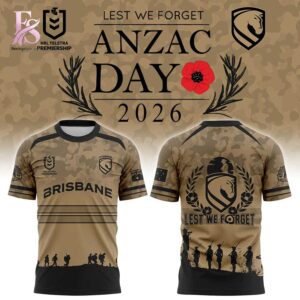 Minimalist fashion design suitable for casual and streetwear looks in Brisbane Broncos ANZAC Day 2026 Shirt 1