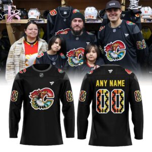 Close-up of Calgary Flames Indigenous 2026 Hockey Jersey 1 highlighting smooth finish and modern look.
