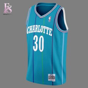Close-up of Charlotte Hornets 1992 DELL CURRY Basketball Jersey 2 highlighting smooth finish and modern look.