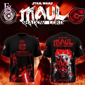 Minimalist fashion design shown in Cincinnati Cyclones Star Wars Maul Shadow Lord Shirt 1 perfect for everyday wear and urban looks