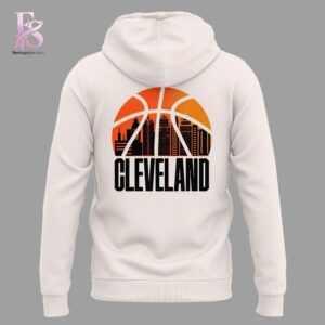 Close-up of Cleveland Cavaliers WNBA Cream Skyline Hoodie 3 highlighting smooth finish and modern look.