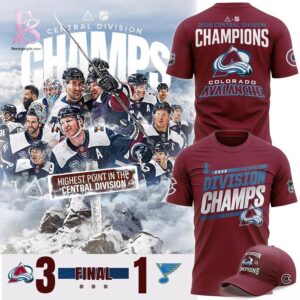 Minimalist fashion design shown in Colorado Avalanche 2026 Central Division Champs Shirt 1 perfect for everyday wear and urban looks