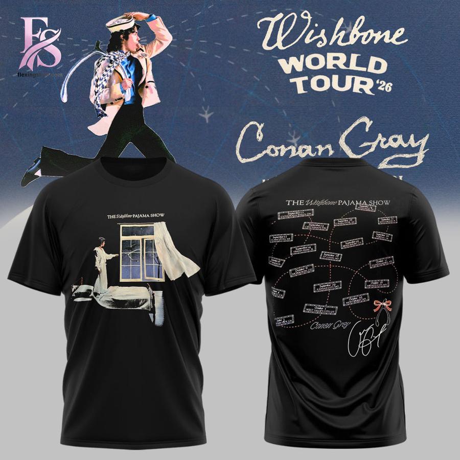 Minimalist fashion design suitable for casual and streetwear looks in Conan Gray Wishbone World Tour Shirt 1