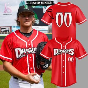 Everyday wardrobe essential presented in Dayton Dragons New Red Uniform Jersey 1 suitable for versatile styling options