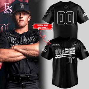Close-up of Folds of Honor Oklahoma Baseball Jersey 1 highlighting smooth finish and modern look.