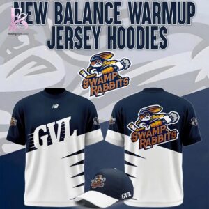 Minimalist fashion design shown in Greenville Swamp Rabbits 2026 New Balance Warmup Shirt 1 perfect for everyday wear and urban looks