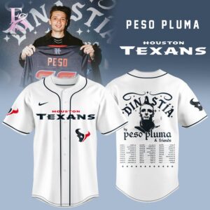 Casual outfit inspiration displayed in Houston Texans Dinastia Style Tour Baseball Jersey 1 ideal for relaxed and street style outfits