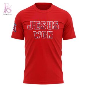 Los Angeles Angels Jesus Won 2026 T shirt 3 shown with a bold look and clean finish