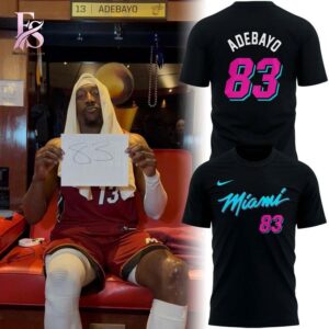 Close-up of Miami HEAT Bam Adebayo 83 Point Game T Shirt 1 highlighting smooth finish and modern look.
