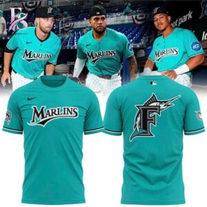 Everyday wardrobe essential presented in Miami Marlins classic logo Shirt 1 suitable for versatile styling options