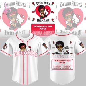 Milwaukee Brewers Hello Kitty Bruno Mars The Romantic Tour Jersey 1 featuring a versatile design for daily wear
