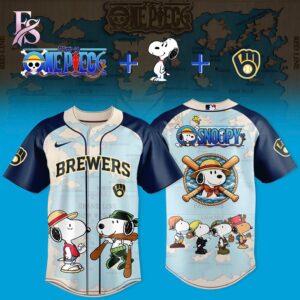Comfortable and breathable fabric detail shown in Milwaukee Brewers Snoopy One Piece 2026 Baseball Jersey 1 crafted for all day wear