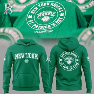 Close-up of New York Knicks St Patrick s Day Hoodie 1 highlighting smooth finish and modern look.