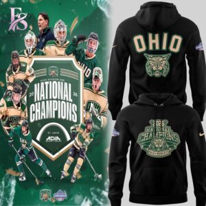 Close-up of Ohio Bobcat ACHA National Champions 2026 Hoodie 1 highlighting smooth finish and modern look.