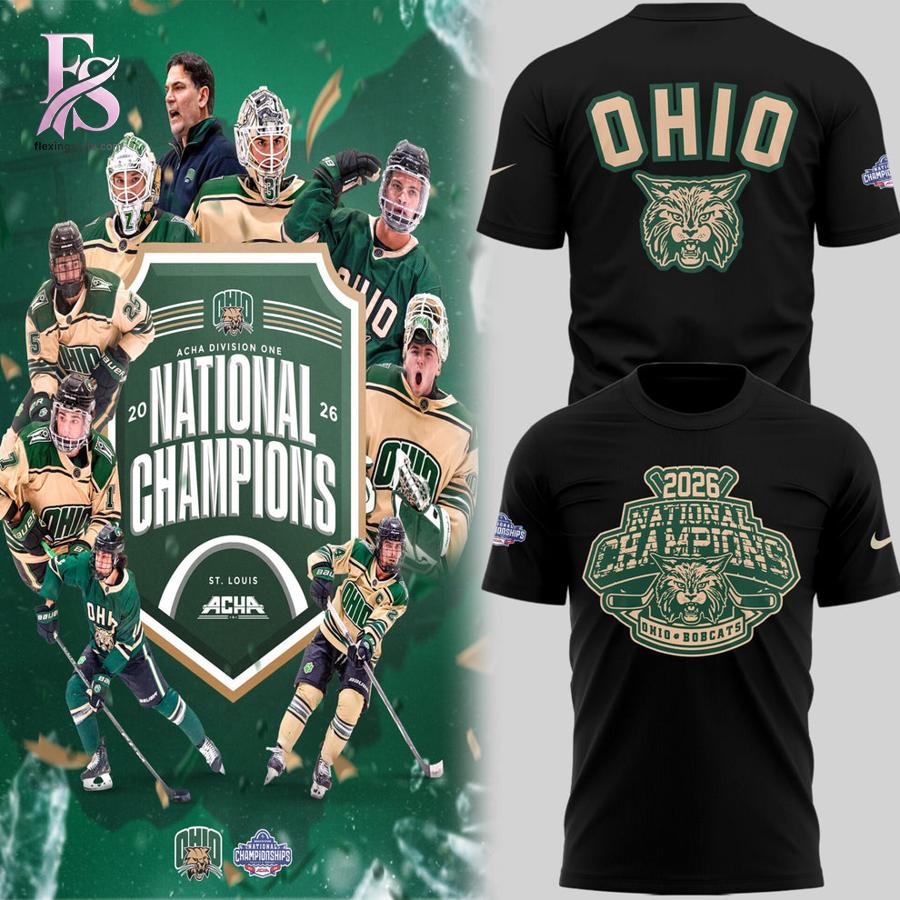Close-up of Ohio Bobcat ACHA National Champions 2026 Hoodie 3 highlighting smooth finish and modern look.