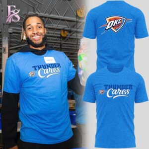 Fashion forward wardrobe staple featured in Oklahoma City Thunder Cares Shirt 1 blending simplicity with bold personality