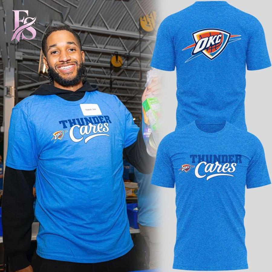 Fashion forward wardrobe staple featured in Oklahoma City Thunder Cares Shirt 1 blending simplicity with bold personality