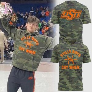 Trendy streetwear outfit featured in Oklahoma State Cowboys STHLLY BOYS Shirt 1 with modern casual styling and clean silhouette