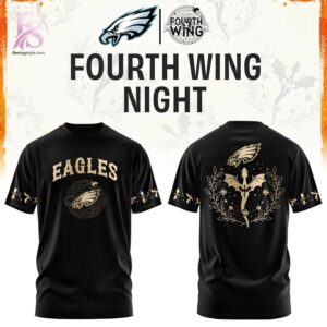 Close-up of Philadelphia Eagles Fourth Wings Night Black Hoodie 2 highlighting smooth finish and modern look.